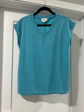 ANDREE BY UNIT Turquoise Waffle Knit Tank Top